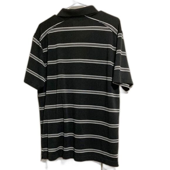 UNDER ARMOUR Black Gray Striped Collar Polo Shirt HeatGear Loose Mens Large - Picture 9 of 15